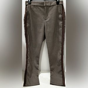 BB Dakota Womens Size 4 Brown Houndstooth Straight Leg Cropped Trouser Pant